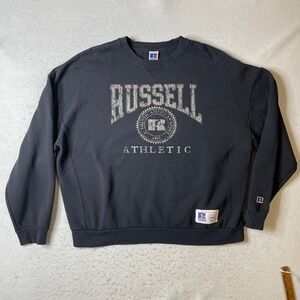 Russell Athletic Sweatshirt Mens XL Black Graphic Pullover Vintage Style